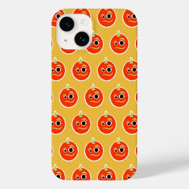 Cute pixled orange monster face  throw pillow Case-Mate iPhone case (Back)