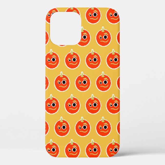 Cute pixled orange monster face  throw pillow Case-Mate iPhone case (Back)
