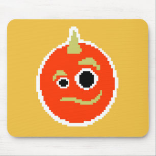 Cute pixled orange monster face throw pillow mouse mat