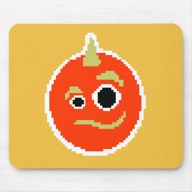 Cute pixled orange monster face  throw pillow mouse mat (Front)