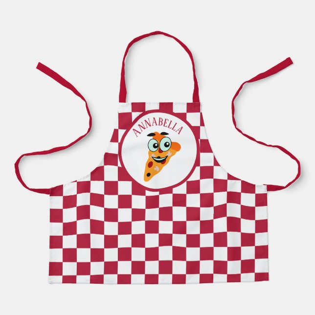 cute pizza add name kids kitchen apron (Front)