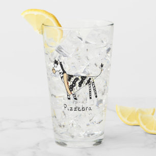 Cute Pizza Funny Zebra Kids Cartoon Glass