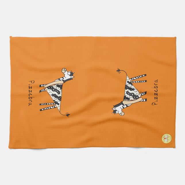 Cute Pizza Funny Zebra Kids Cartoon Tea Towel (Horizontal)