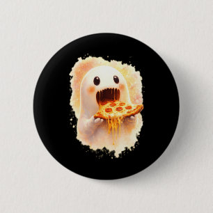 Cute Pizza Ghost Eating Pizza Funny Halloween Food 6 Cm Round Badge