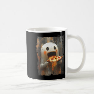 Cute Pizza Ghost Eating Pizza Funny Halloween Food Coffee Mug