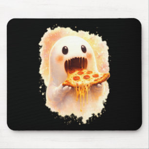 Cute Pizza Ghost Eating Pizza Funny Halloween Food Mouse Mat