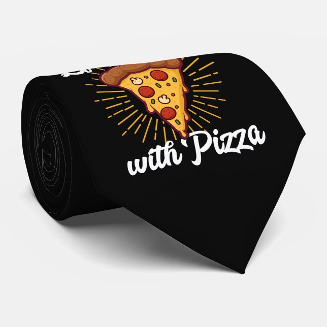 cute pizza life word art  tie (Rolled)