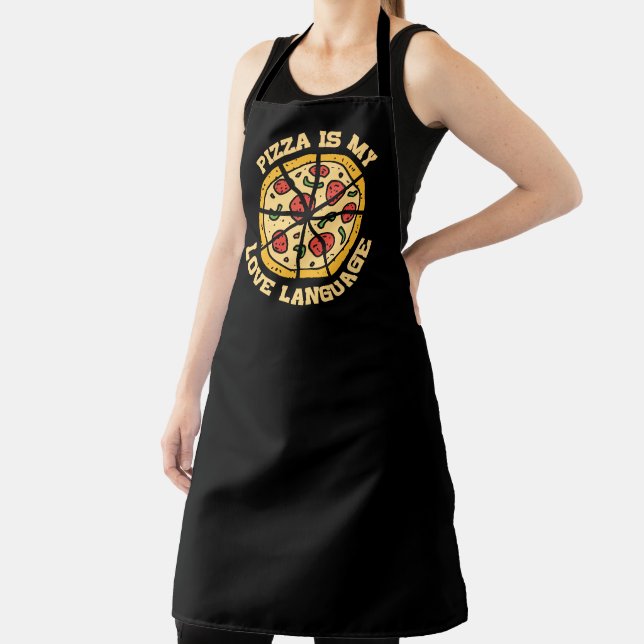 Cute pizza love language word art home kitchen apron (Insitu)