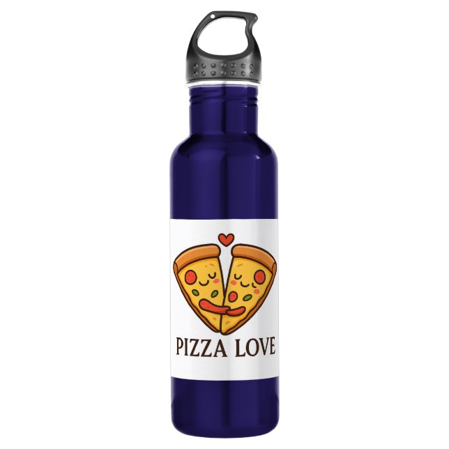 Cute Pizza Love Sticker 710 Ml Water Bottle (Front)