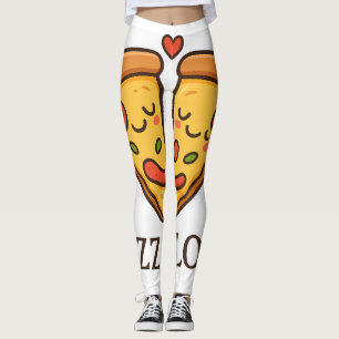 Cute Pizza Love Sticker Leggings