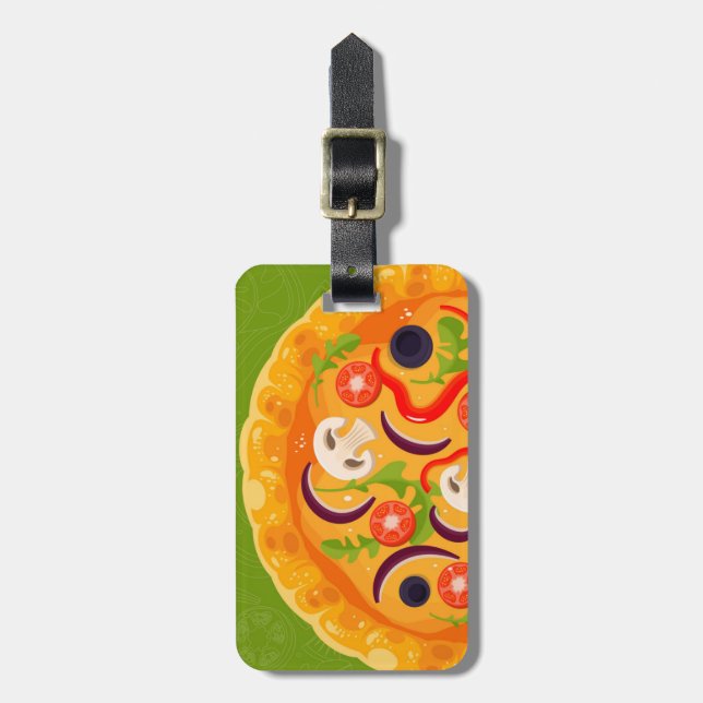 Cute pizza lover colourful food luggage tag (Front Vertical)