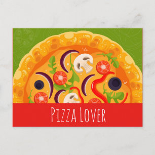 Cute pizza lover colourful food postcard