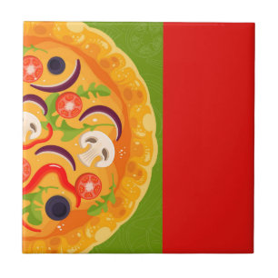 Cute pizza lover colourful food tile