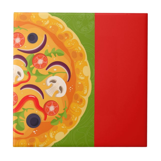 Cute pizza lover colourful food tile (Front)