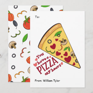 Cute Pizza My Heart ClassroomValentines Day  Holiday Card