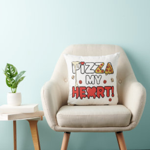 Cute Pizza My Heart Funny Foodie Pun for Pizza Cushion