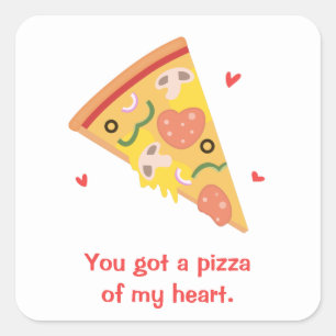 Cute Pizza of my Heart Pun Love Humour Square Sticker