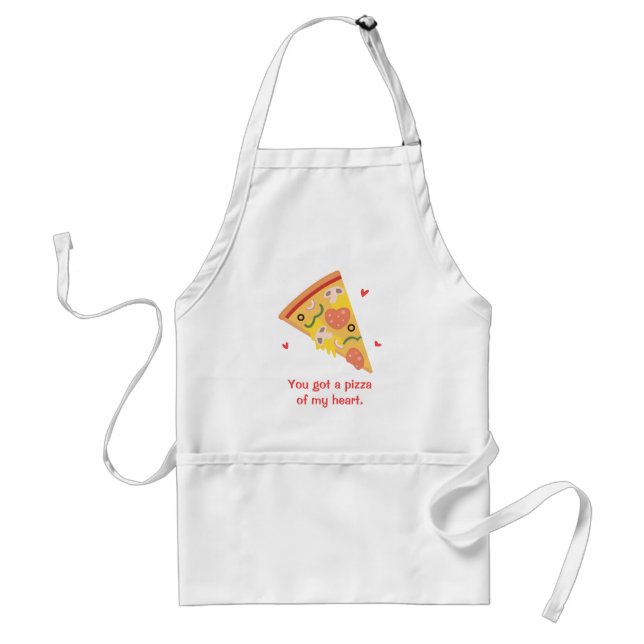 Cute Pizza of my Heart Pun Love Humour Standard Apron (Front)