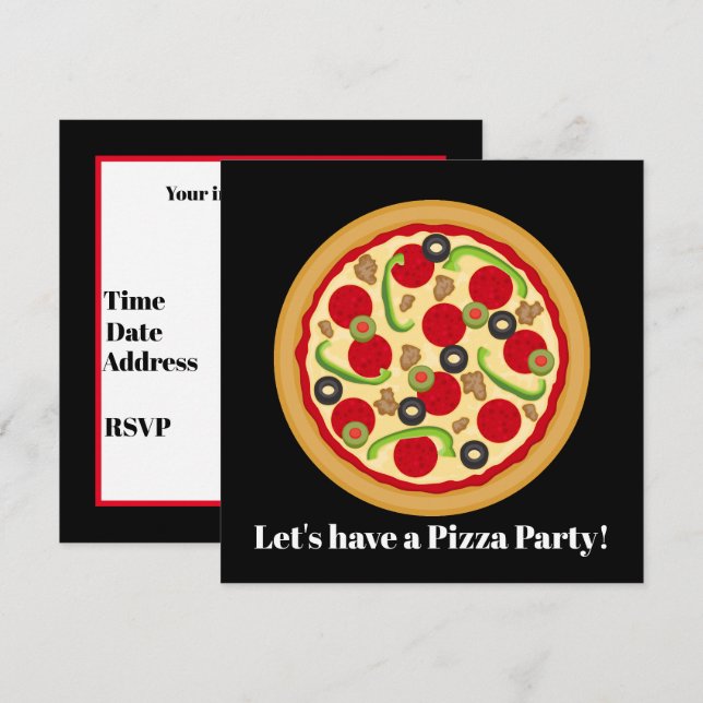 Cute pizza party any purpose invitation (Front/Back)