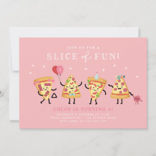 Cute Pizza Party Birthday Invite, Slice of Fun Invitation