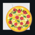 Cute Pizza Party Birthday Party Invitation<br><div class="desc">Cute round circle pepperoni pizza party invitation featuring a modern die cut pizza with pepperoni & cheese.  Perfect for a girls birthday or boys birthday.</div>