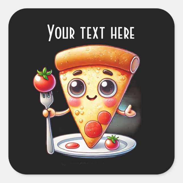 Cute pizza party lovers square sticker (Front)