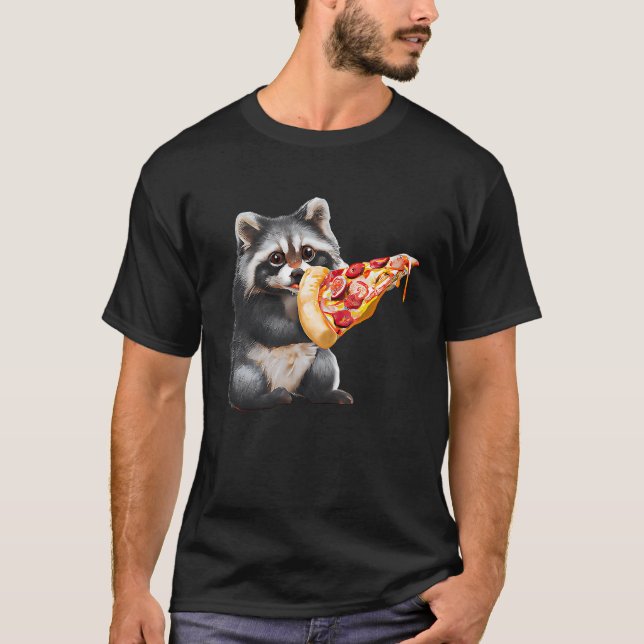 Cute Pizza Raccoon T-Shirt (Front)