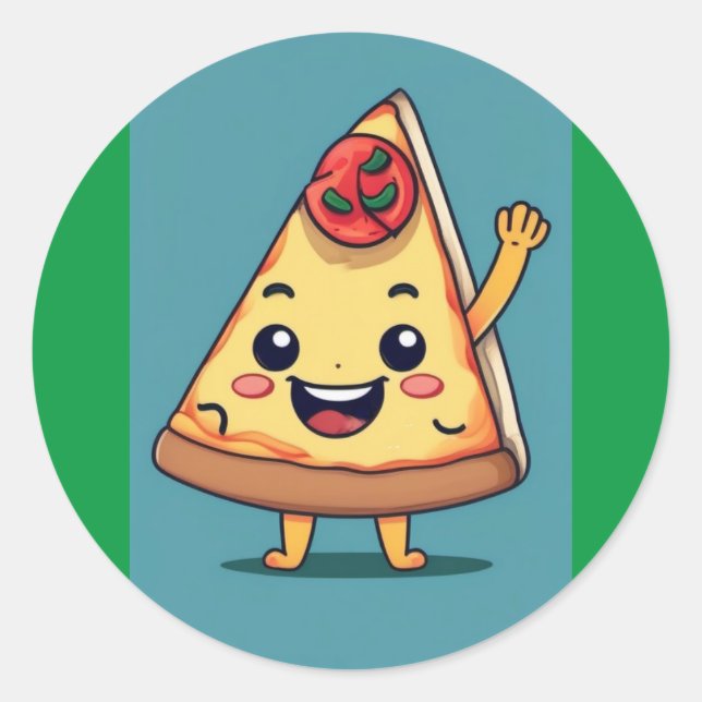 Cute Pizza Slice Classic Round Sticker (Front)