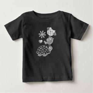 Cute Plaid Turtle and Owl Art Baby T-Shirt