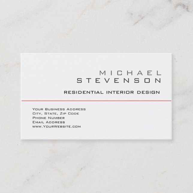 Cute Plain Black White Grey Designer Business Card (Front)