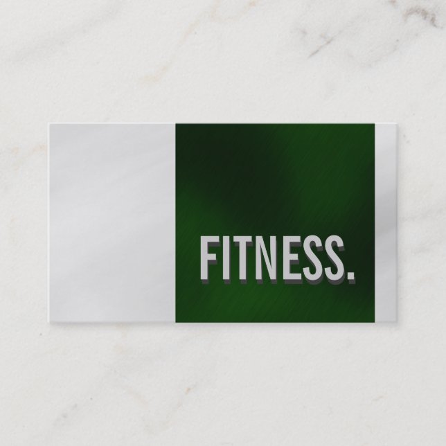 Cute Plain Green Grey Fitness Business Card (Front)