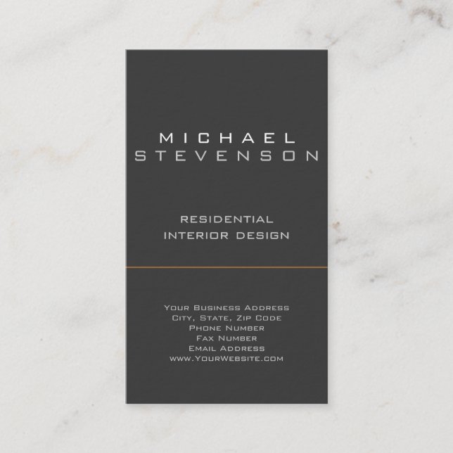 Cute Plain Grey Black Designer Business Card (Front)