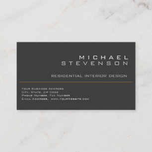 Cute Plain Grey Black Designer Business Card