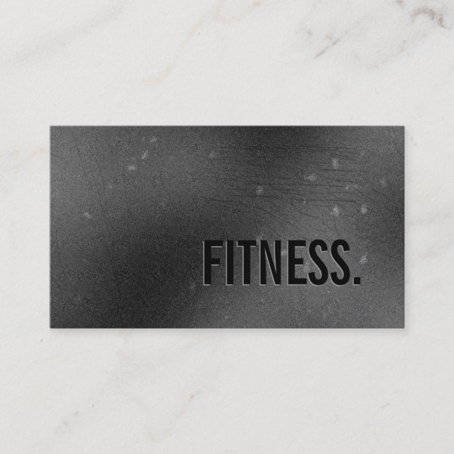 Cute Plain Grey Black Fitness Business Card (Front)