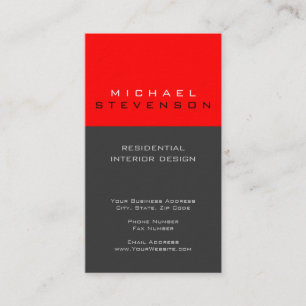 Cute Plain Grey Black Red Designer Business Card