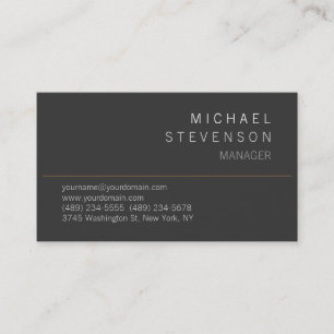 Cute Plain Grey Contemporary Manager Business Card