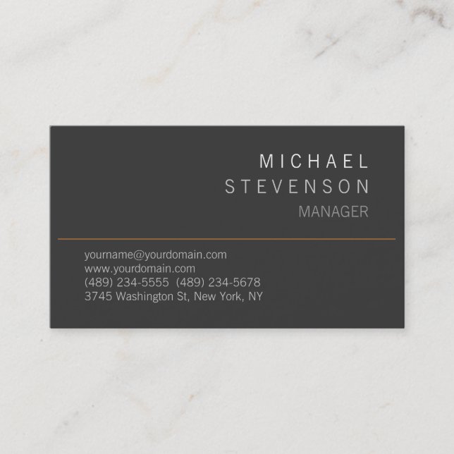 Cute Plain Grey Contemporary Manager Business Card (Front)