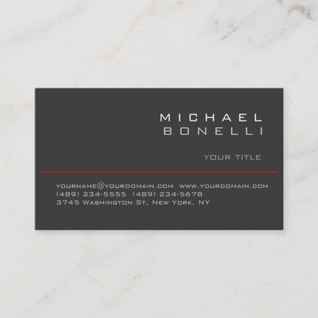 Cute Plain Grey Trendy Chic Design Business Card (Front)