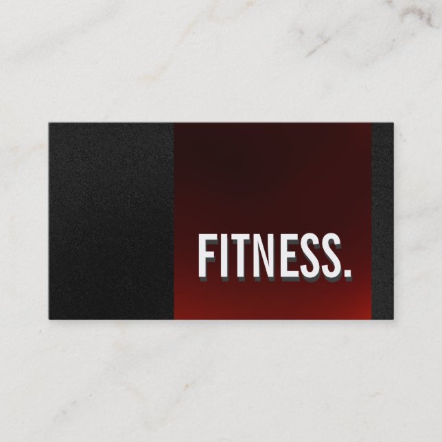 Cute Plain Red Grey Pattern Fitness Business Card (Front)