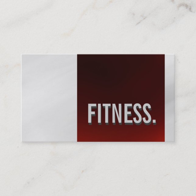 Cute Plain Red Grey Pattern Fitness Business Card (Front)