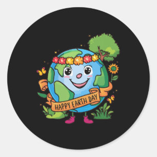 Cute Planet Earth Awareness Day Happy Earth Day  Classic Round Sticker