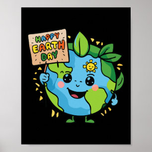 Cute Planet Earth Saying Happy Earth Day 3 Poster