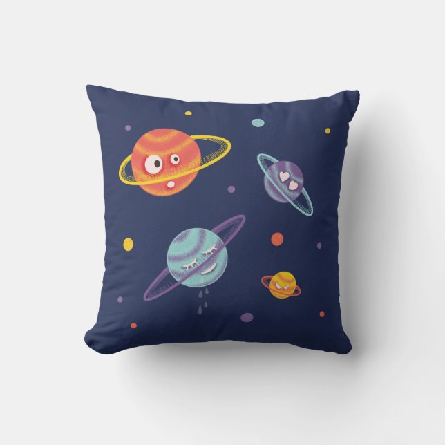 Cute Planets Cartoon Space Kids Cushion (Front)