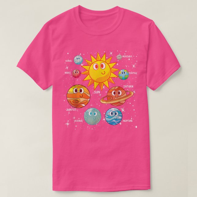 Cute Planets Outer Space Travel Science Astronomy  T-Shirt (Design Front)