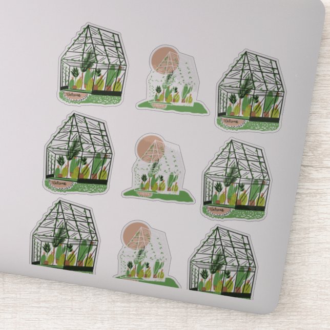Cute Plant Greenhouse Illustration Set Sticker (Detail)