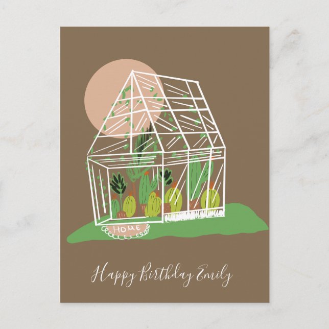 Cute Plant Lovers Greenhouse Illustration Postcard (Front)