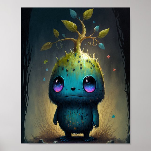 Cute Plant Monster Fantasy Art Poster (Front)