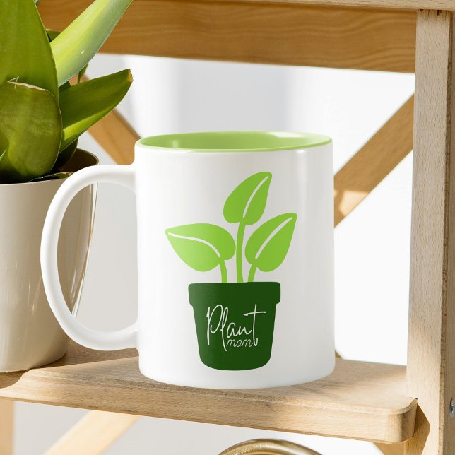 Cute Plant Mum Plant Lover's  Two-Tone Coffee Mug (Creator Uploaded)