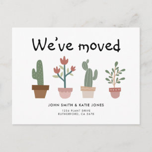 CUTE PLANTS MOVING ANNOUNCEMENT POSTCARD