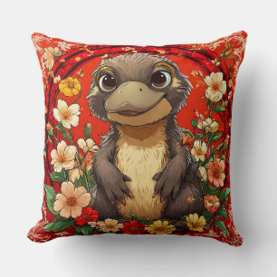 🦆🌸 Cute Platypus Floral Cosy Decor Gift ✨ Cushion